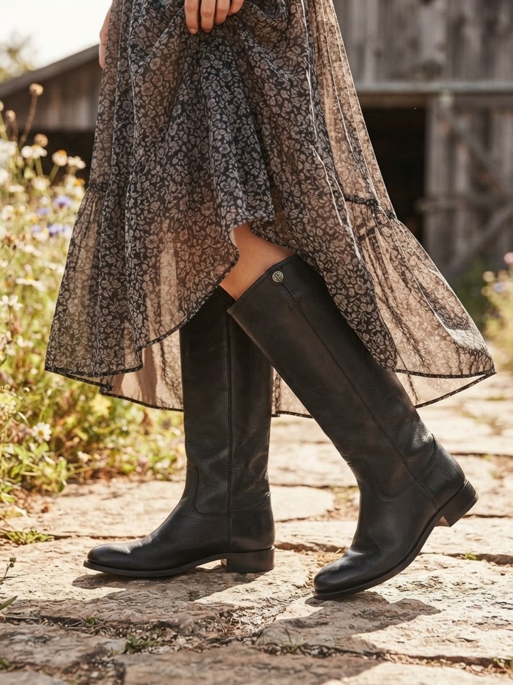 Frye Melissa Button 2 Knee High Leather Boots Women Pull On Equestrian Sz 8.5